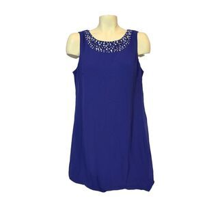 SLNY Blue Embellished Shift Dress Size 12P‎